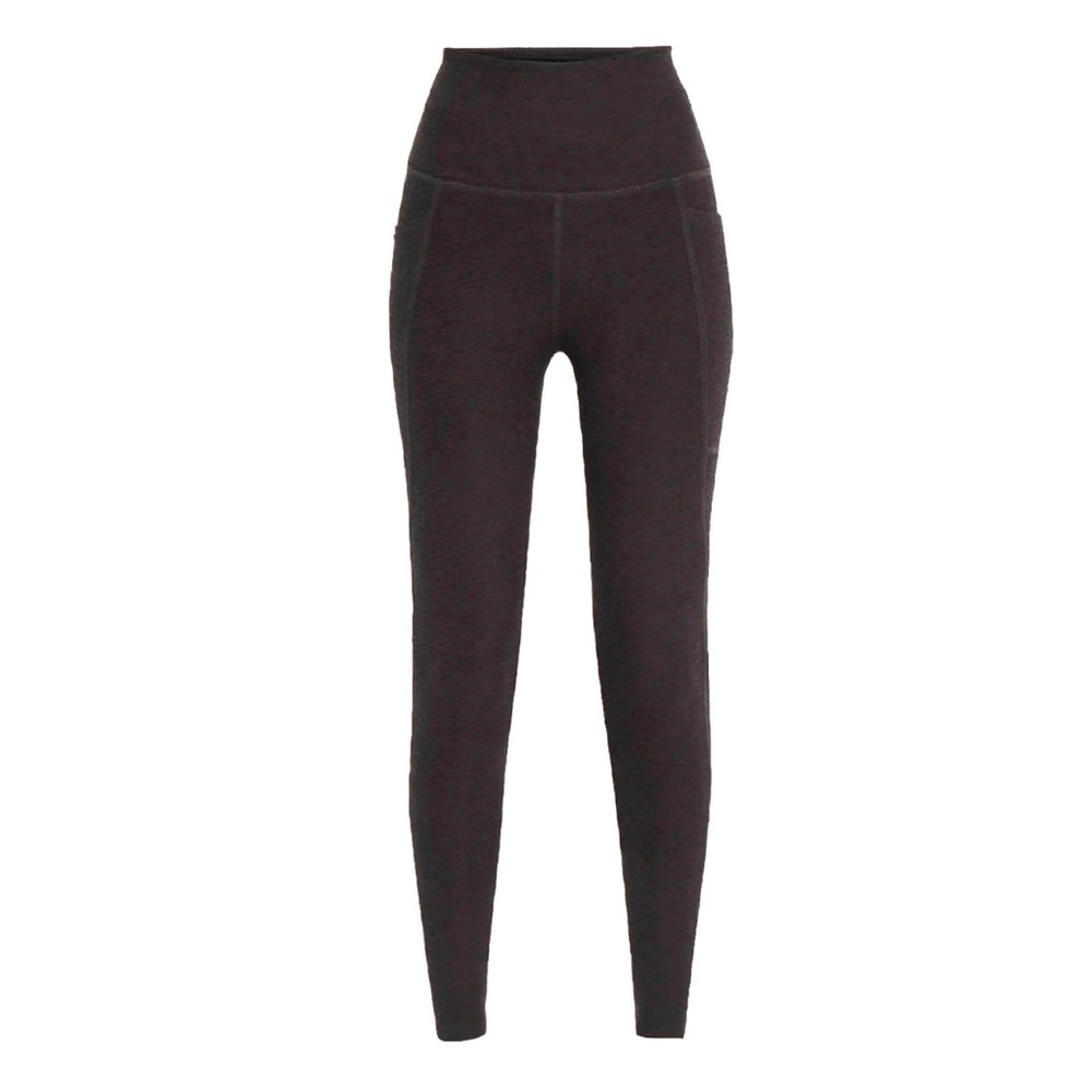 BEYOND YOGA Spacedye 'Out Of Pocket' High-Waisted Midi Leggings- Dark Chocolate